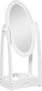 Miroir pour enfants | Miroir inclinable ovale autoportant avec rangement | Blanc | 3 années