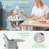 Chaise haute pour bébé 6 en 1 évolutive | Harnais 5 points | Plateau amovible | Ensemble table et chaises | Rose ou gris