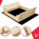 Natural kids garden sandpit with folding cover
