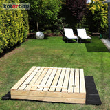 Outdoor wooden sandpit for toddlers and children
