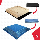 Outdoor wooden sandpit for toddlers and young children
