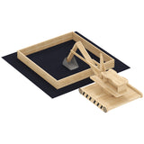 Kids wooden sandbox with 360 swivel digger seat
