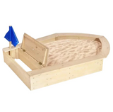Montessori Eco FSC Cypress Wood Ship Sandpit και παχύ αδιάβροχο κάλυμμα | 3 ετών +