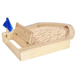 Montessori Eco FSC Cypress Wood Ship Sandlåda och tjockt vattentätt lock | 3 år+