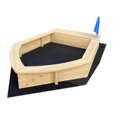 Montessori Eco FSC Cypress Wood Ship Sandpit  & Thick Waterproof Cover | 3 years+