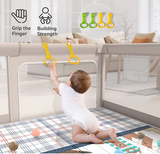 Vauvan leikkikehä | Tukikahvat | Kantolaukku | Hengittävä verkkokangas | Sisältää käännettävän leikkimaton | Harmaa | 1,5 x 1,5 m