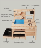 Montessori miljøvenligt naturligt 3-i-1 træmudderkøkken | Sandkasse | Vandvæg | Leg Køkken | 18m+