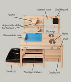 Montessori Eco-vriendelijke natuurlijke 3-in-1 houten modderkeuken | Zandbak | Watermuur | Speelkeuken | 18m+