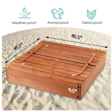 XXL 100% Eco FSC Nordic Natural Wood Sandpit με καπάκι & καθίσματα | Προαιρετικό εξώφυλλο | 124 cm x 124 cm