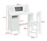 Childrens Homework Desk | Storage Cupboard & Chair | White | 5-12 Years