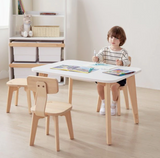 Mesa de actividades Montessori 100% madera ecológica | blanco y natural | 2-10 años+