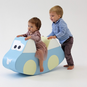 Montessori Rocker i konstläder | Åkbar mjuk gungleksak | Soft Play Car | Pastellfärger | 12m+