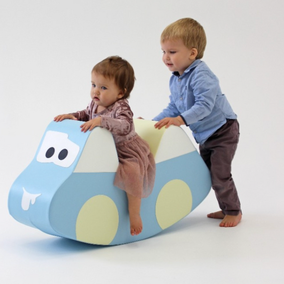 Montessori Faux Leather Rocker | Ride-on Soft Rocking Toy | Soft Play Car | Pastel | 12m+
