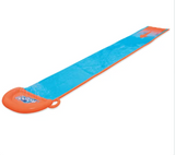Kids outdoor water slide with cushioned landing pad