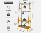 Montessori Bamboo Nursery Clothes Rail with Shelves & Hooks