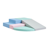 Toddler climbing pastel soft play slide – Montessori step and slide set for indoor active play