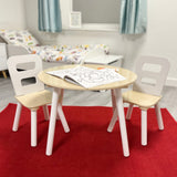 Kids Montessori Modern White and Natural Wood Table and 2 Chairs | 2 Years +