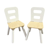 Moderner Kinder-Montessori-Tisch und 2 Stühle aus weißem und natürlichem Holz | 2 Jahre +