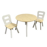 Kids Montessori Modern White and Natural Wood Table and 2 Chairs