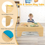 Deluxe stort Montessori 2-i-1 tågset och bord i trä | Set med 84 delar