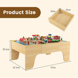 Grand ensemble de train et table en bois Montessori 2 en 1 de luxe | Coffret de train 84 pièces | 3 années