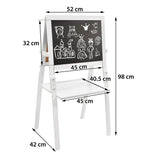 Montessori Double Sided Wooden Easel | Magnetic | Whiteboard, Magnets & Chalk | White | 98cm high
