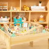 Tooky Toy Wooden Train Table with 50-Piece Railway Set