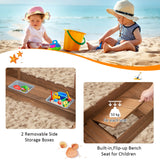 Large Castle Themed Eco 100% Natural Cedar Wood Waterproof Sandpit | Seating and Storage | 3-8 years 
