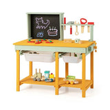 Wooden toy workbench for ages 3 to 8 with spacious tabletop