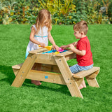 kids montessori FSC natural wooden picnic bench sand and water play table in natural wood