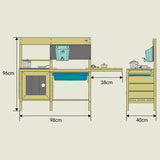 At a toddler friendly size of 96cm high and 40cm deep and 138cm wide when the side arm is extended