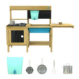 A working oven door to store your creations whilst you complete your mud kitchen tasks as well as an extendable side arm