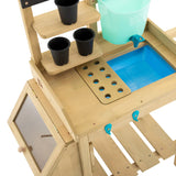 Cocina de juguete de barro 2 en 1 de madera natural Montessori Eco y FSC de lujo | Banco para macetas | 3 años+