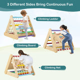 aire de jeux 4 en 1 en bois de bouleau écologique pour enfants | Triangle Pikler Montessori, toboggan et grimpeur | Naturel et multicolore