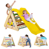 parque infantil infantil de madera de abedul ecológico 5 en 1 | Triángulo, tobogán y escalador Montessori Pikler | Madera natural y multicolor.