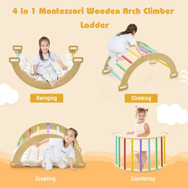 Kids Montessori Kids Wooden Pikler Climber | Rocker | Cushion | 12m ...