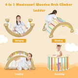 5-in-1 Montessori Eco Wood Pikler Climbing Frame | Rocker w/ Cushion | Den | Shop Front | 12 months plus | Natural