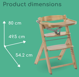 natural wooden toddler high chair for dining table