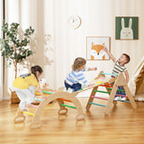 aire de jeux en bois écologique 6 en 1 | Ensemble Pikler Montessori | Arche | Bascule | Diapositive | Triangle d'escalade | Tanière