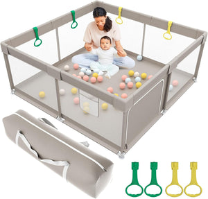 Box per bambini extra large | piscina di palline | tessuto a rete traspirante | 1,5 m quadrato | grigio tenue