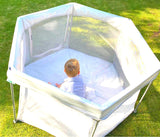 Box per bambini pieghevole e pop-up rapido con 100 palline multicolori | Piscina di palline | Tessuto a rete traspirante | Diametro 1,36 m | Grigio