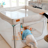 Quick Open and Close Folding | Foldable Playpen | Fitted Mat| Travel Bag | Grey | 0-36m