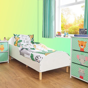 Klasyczne białe drewniane łóżko dziecięce z ochraniaczami bocznymi | Łóżka dla małych dzieci | Biały | 18m - 5 lat