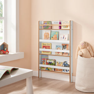 Little Helper Montessori 4 Shelf Wall Mounted BookCase | Childrens Bookcase | Nursery Bookshelf | White
