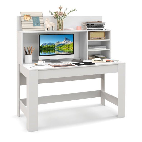Solid Heavy Duty Homework Desk | Storage Shelf | Hutch & Bookcase | Older Children & Adults | White