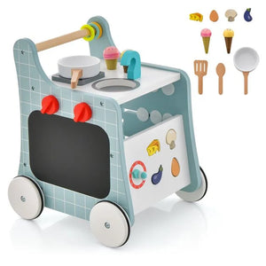 Montessori 6-in-1 Ergonomic Baby Walker | Infant Walker | Busy Board and Mini Toy Kitchen | 12m+