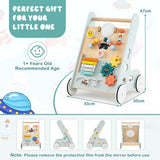 Children's educational toy with wheels and various interactive elements, recommended for ages 1 and up.