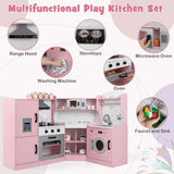 Kids Deluxe Corner Toy Kitchen  packed with features including microwave, accessories, washing machine,  ice maker and sink with tap