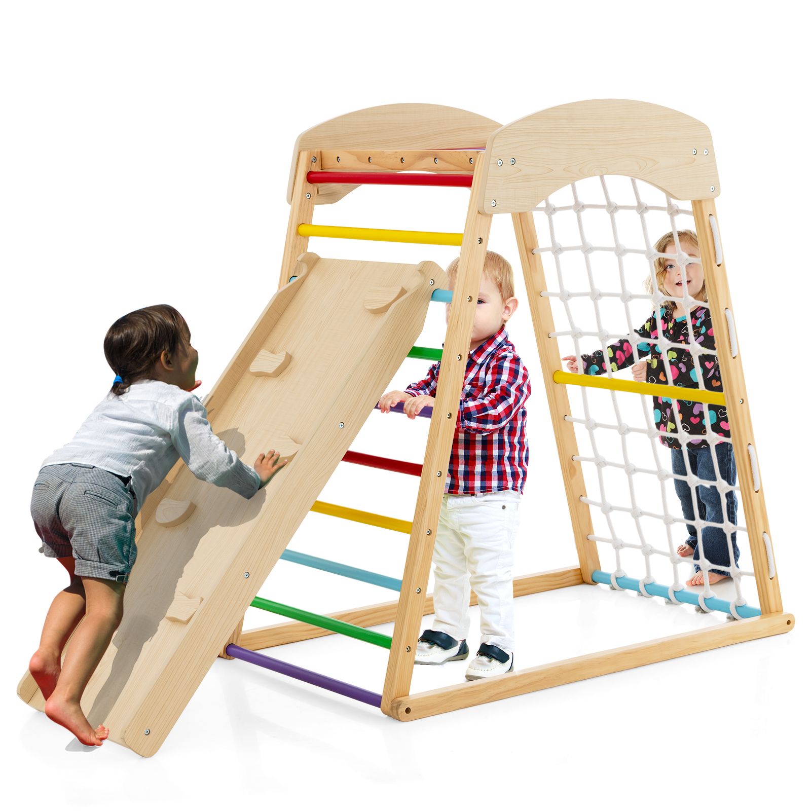 Montessori 6 in 1 Indoor Eco Wood Gym Climbing Wall Slide 12m www.littlehelper