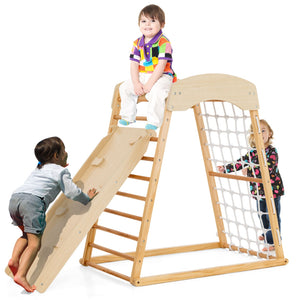 Montessori 6-in-1  Indoor Eco Wood Toddler Jungle Gym | Climbing Wall | Slide| 12 months plus | Multi